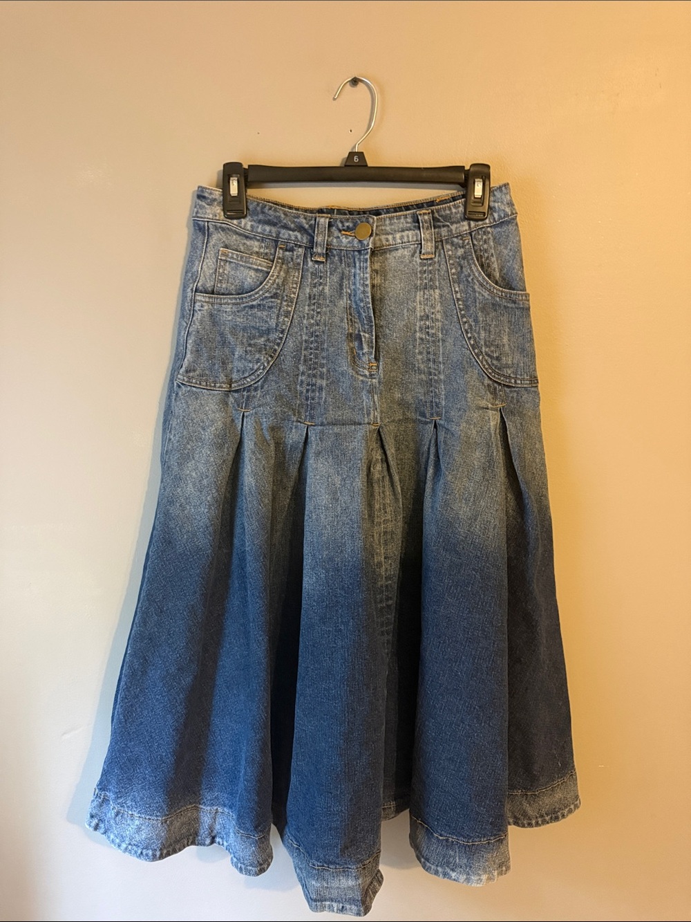 Soft Surroundings Ombre Pleated Denim Midi Skirt. Size Small Petite.